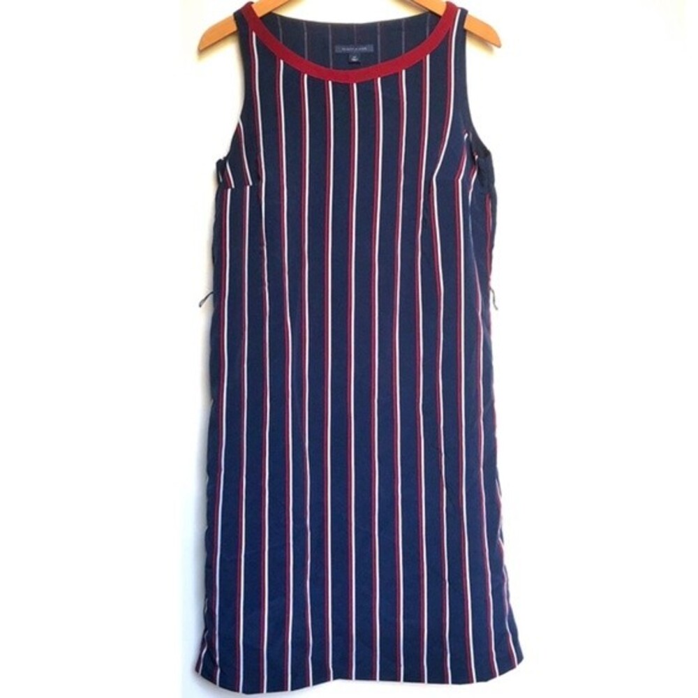 Tommy Hilfiger Red & Navy Striped Nautical Dress Size Small Summer Minimalist